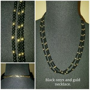 Black onyx and gold necklace
